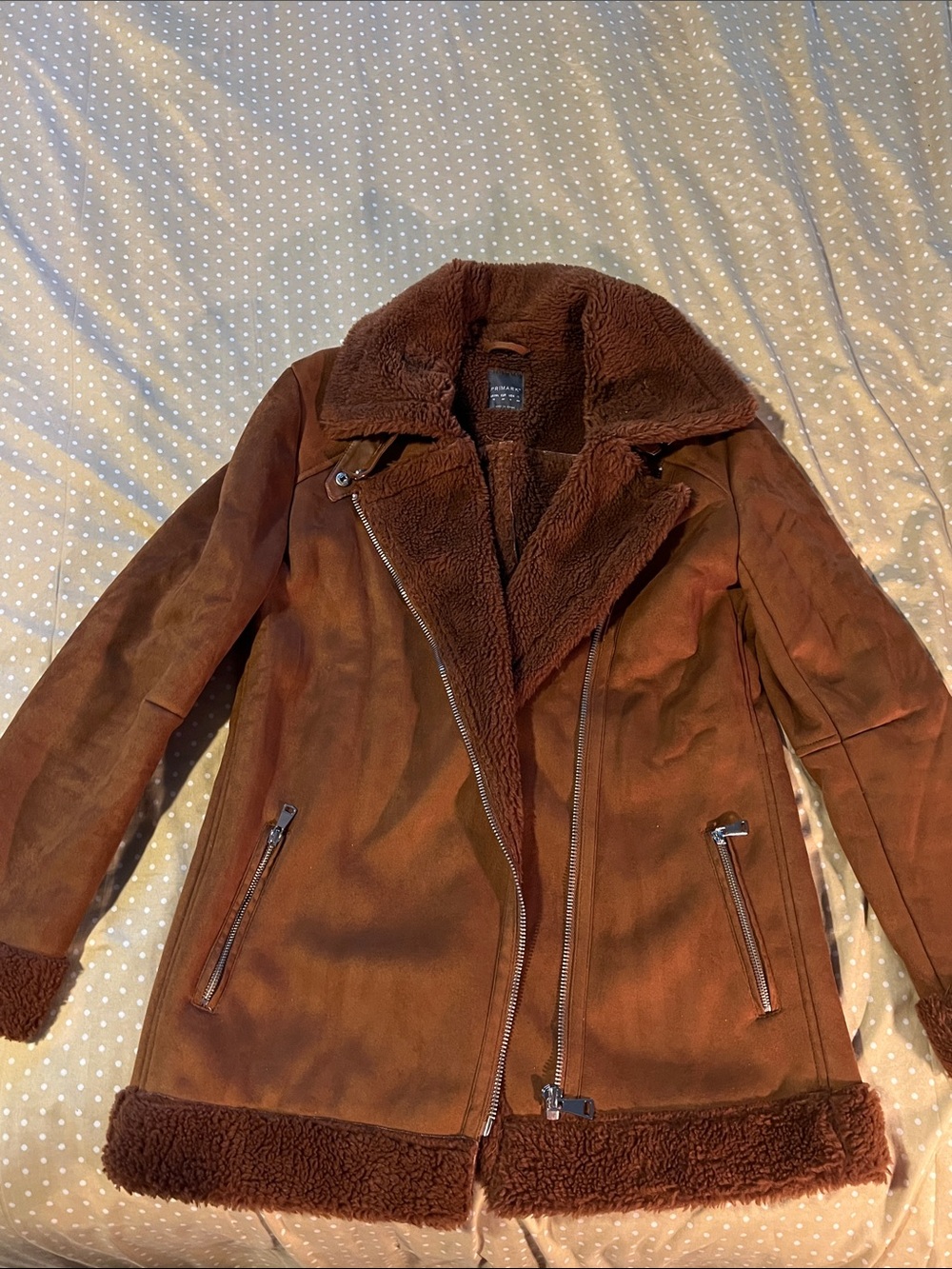 Primark Brown Faux Shearling Biker Jacket